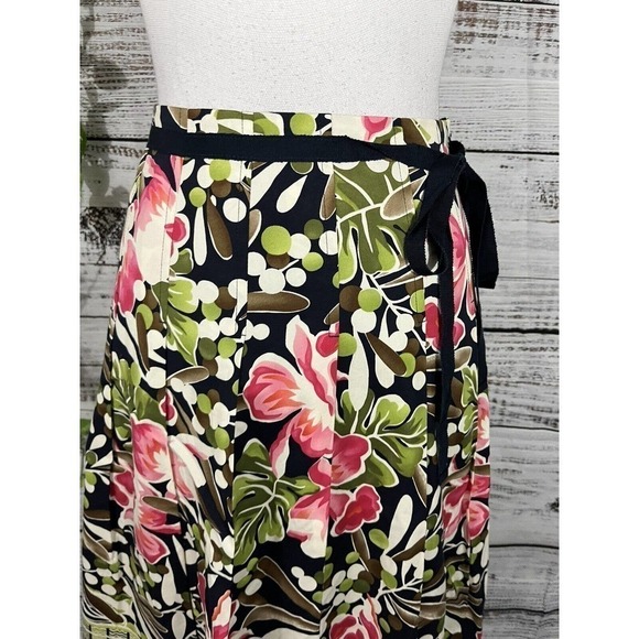 Talbots Skirt sz 6 Petite Pink Green Floral Tropical Knee Pleated Cottage Core - Picture 5 of 11